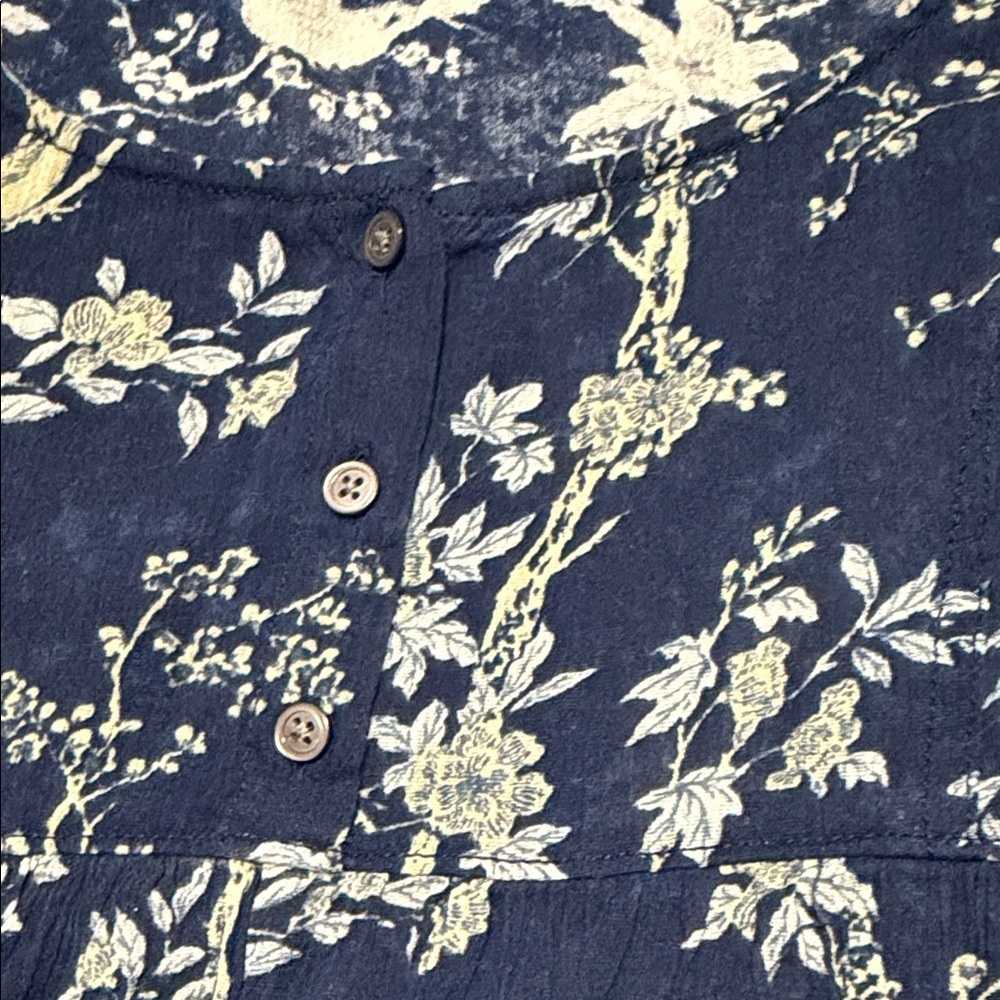 Ralph Lauren Denim & Supply Large Blue Floral/Bird Scoop-Neck Babydoll Dress. View 6